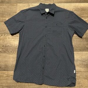 Men's Short-Sleeve Patterned Button-Down Shirt — Navy